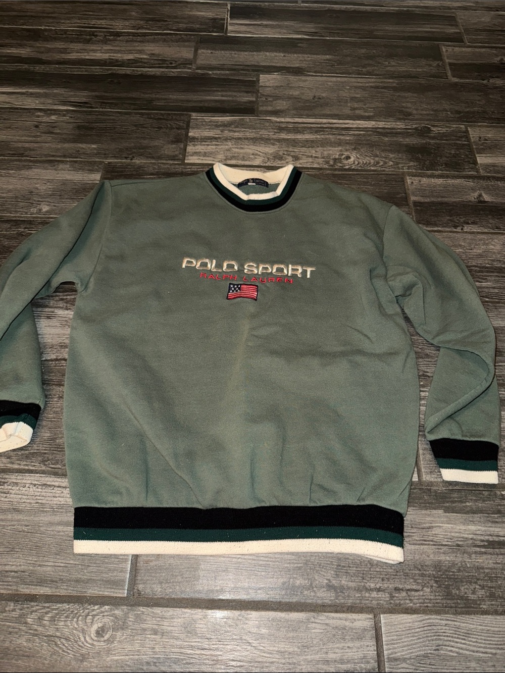 Polo Sport Ralph Lauren Men's Green Crewneck Sweatshirt vintage medium 90s